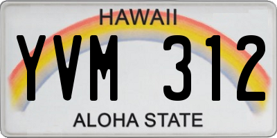 HI license plate YVM312