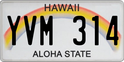 HI license plate YVM314