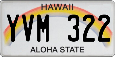 HI license plate YVM322