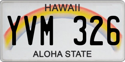 HI license plate YVM326
