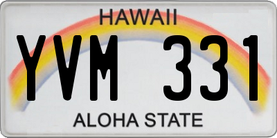 HI license plate YVM331