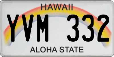 HI license plate YVM332