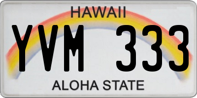 HI license plate YVM333