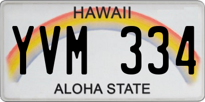 HI license plate YVM334