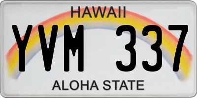HI license plate YVM337