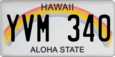 HI license plate YVM340