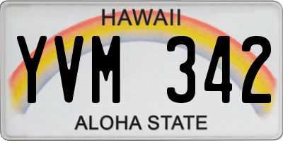 HI license plate YVM342
