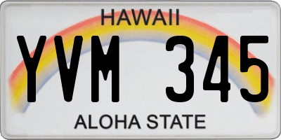 HI license plate YVM345