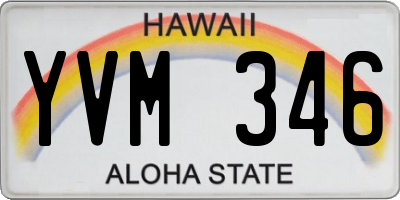 HI license plate YVM346