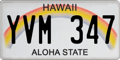 HI license plate YVM347