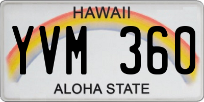 HI license plate YVM360