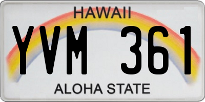 HI license plate YVM361