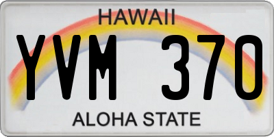HI license plate YVM370