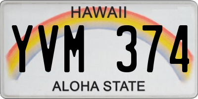 HI license plate YVM374