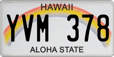 HI license plate YVM378