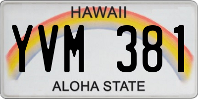 HI license plate YVM381
