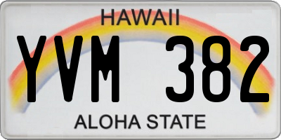 HI license plate YVM382