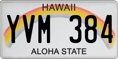 HI license plate YVM384