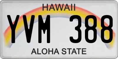 HI license plate YVM388