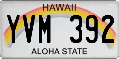 HI license plate YVM392