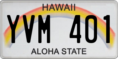 HI license plate YVM401