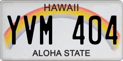 HI license plate YVM404