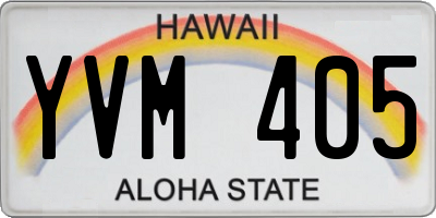 HI license plate YVM405