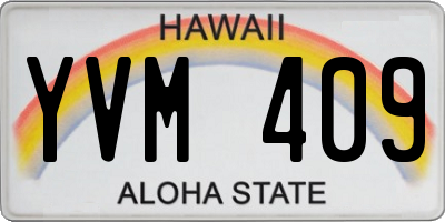 HI license plate YVM409