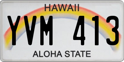 HI license plate YVM413