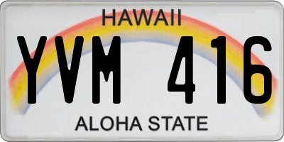 HI license plate YVM416