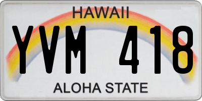 HI license plate YVM418