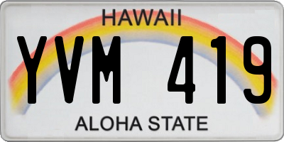 HI license plate YVM419