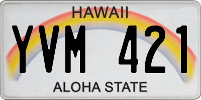 HI license plate YVM421