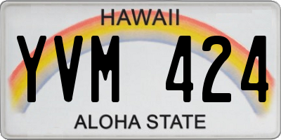 HI license plate YVM424