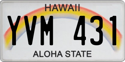 HI license plate YVM431