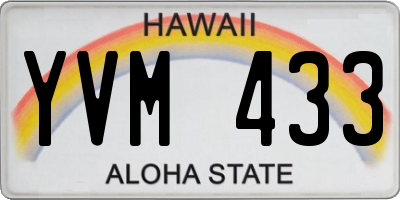 HI license plate YVM433