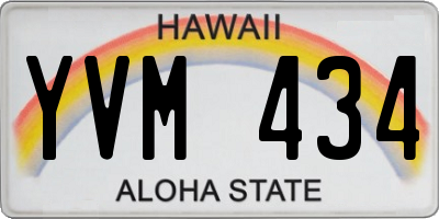 HI license plate YVM434