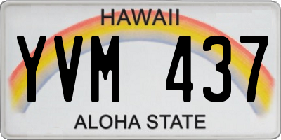 HI license plate YVM437