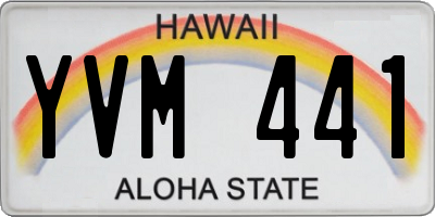 HI license plate YVM441