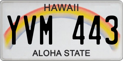 HI license plate YVM443