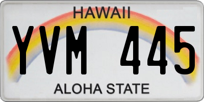 HI license plate YVM445