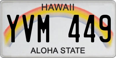 HI license plate YVM449