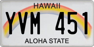 HI license plate YVM451