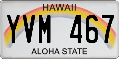 HI license plate YVM467