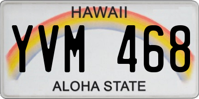 HI license plate YVM468