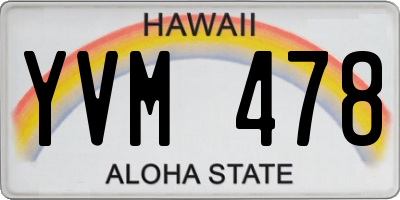 HI license plate YVM478