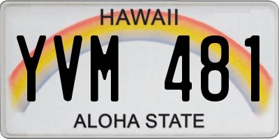 HI license plate YVM481