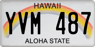 HI license plate YVM487