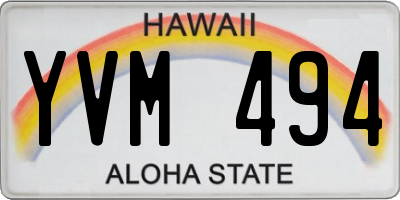 HI license plate YVM494