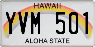 HI license plate YVM501